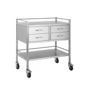 Four drawer stainless steel trolley side by side