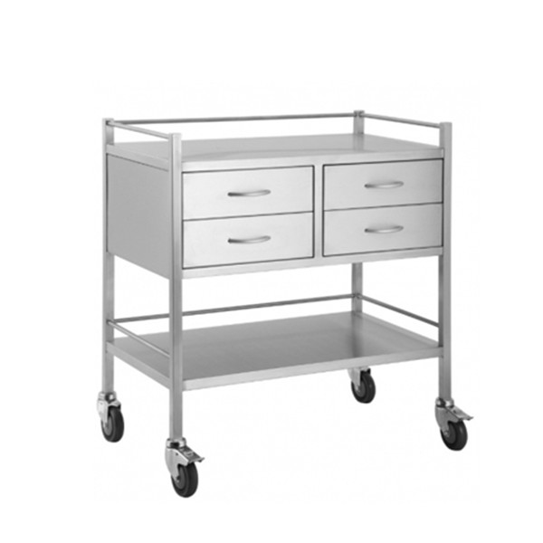 Four drawer stainless steel trolley side by side