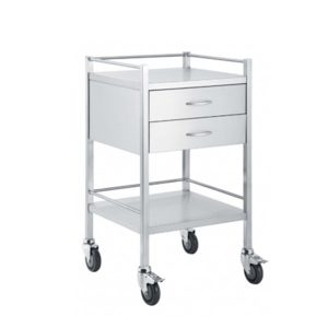 Double Drawers Stainless Steel Surgical Instrument Trolley