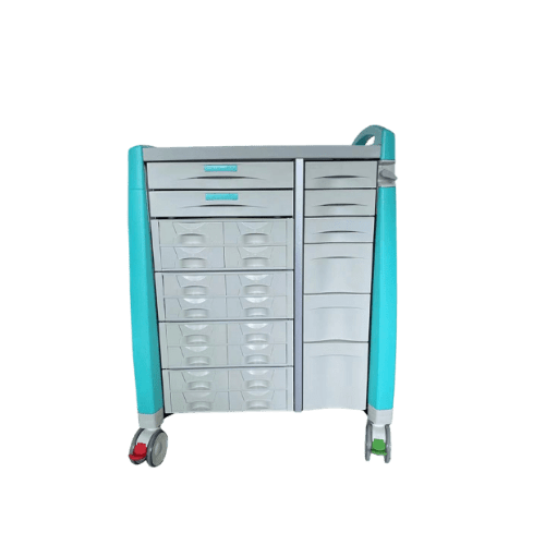 abs medical cart with bins